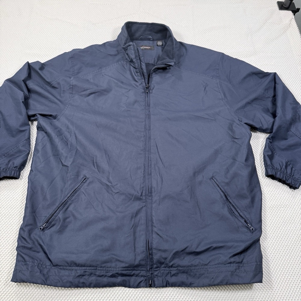 Greg Norman Men's XL Navy Blue Full Zip Golf Windbreaker Jacket Fleece Collar